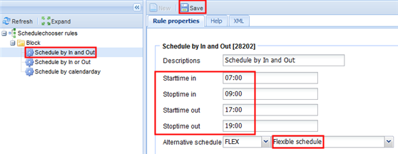 Schedule chooser via In and Out_English