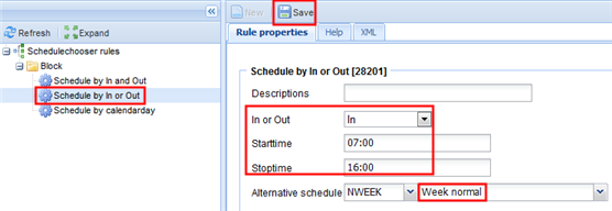 Schedule chooser via In or Out_English